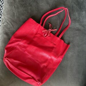 Red Italian Leather Tote